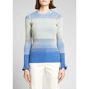 Simkhai 'Akita' Blue Space-Dyed Ribbed Cotton-Blend Sweater Size S